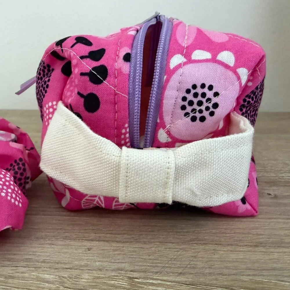 Handmade Pink Mickey Large Zipper Pouch Cosmetics Makeup Bag - New‎ Item